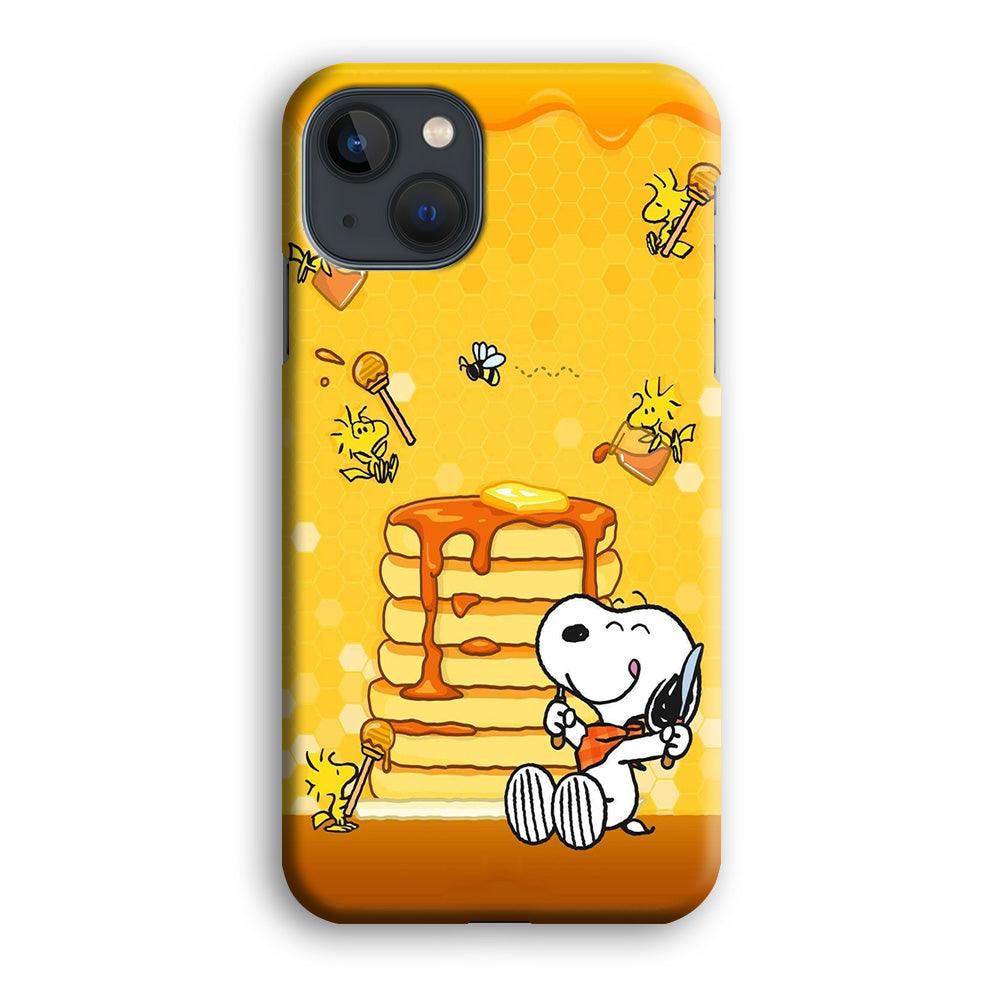 Snoopy Eats Honey iPhone 13 Mini Case-Plastic / Full Wrap (3D Case)-Xtracase