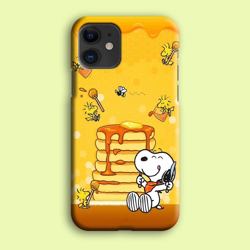 Snoopy Eats Honey iPhone 12 Mini Case-Plastic / Full Wrap (3D Case)-Xtracase