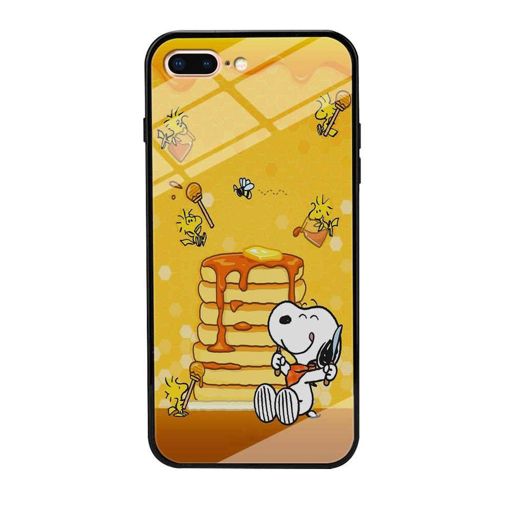 Snoopy Eats Honey iPhone 8 Plus Case-Tempered Glass Case-Xtracase
