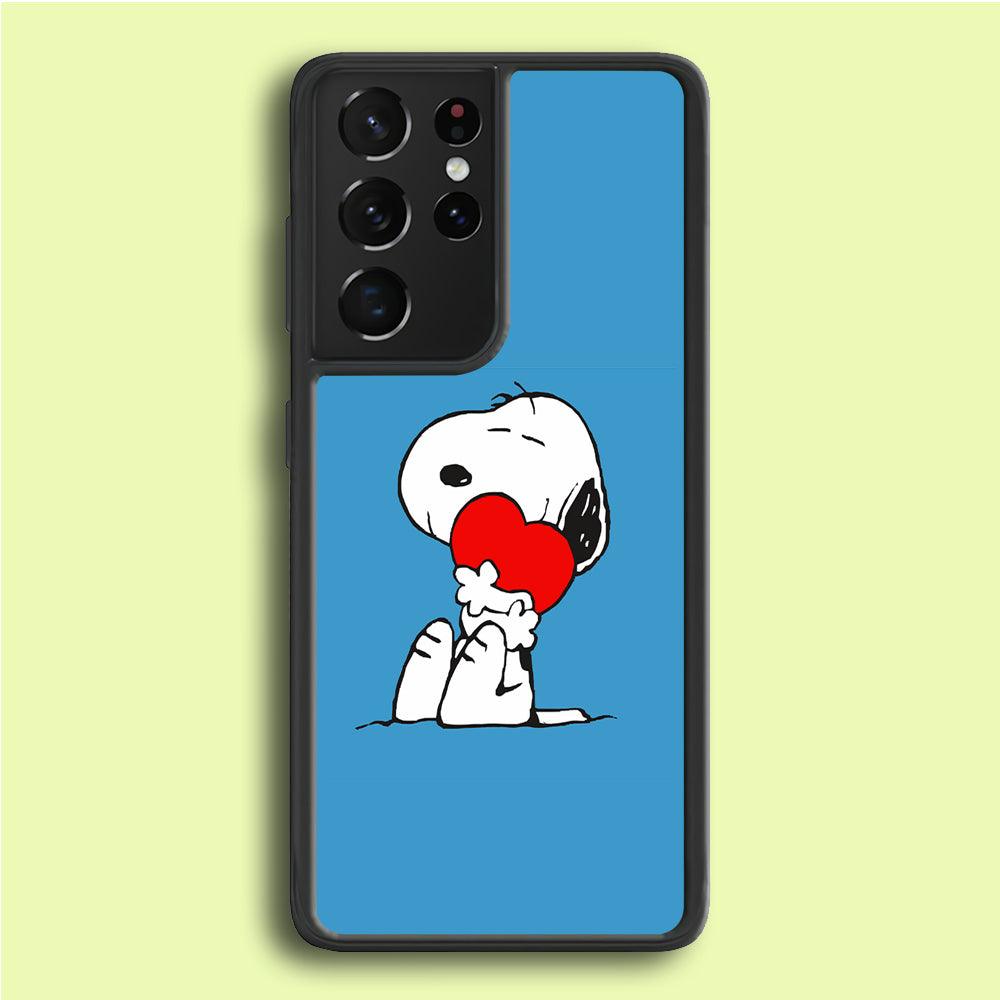 Snoopy Falling in Love Samsung Galaxy S25 Ultra Case-Rubber / White (2D Case)-Xtracase