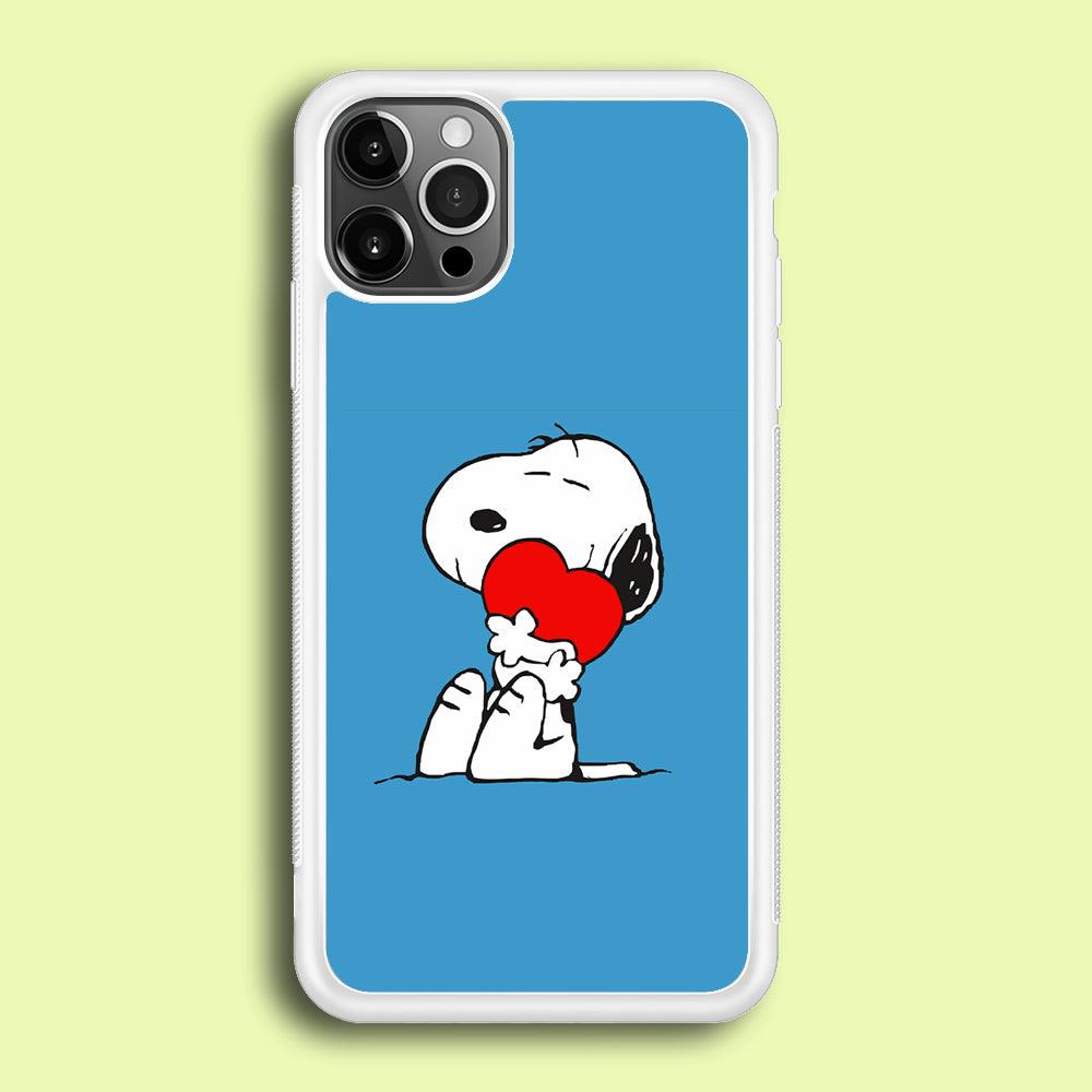 Snoopy Falling in Love iPhone 12 Pro Case-Rubber / White (2D Case)-Xtracase