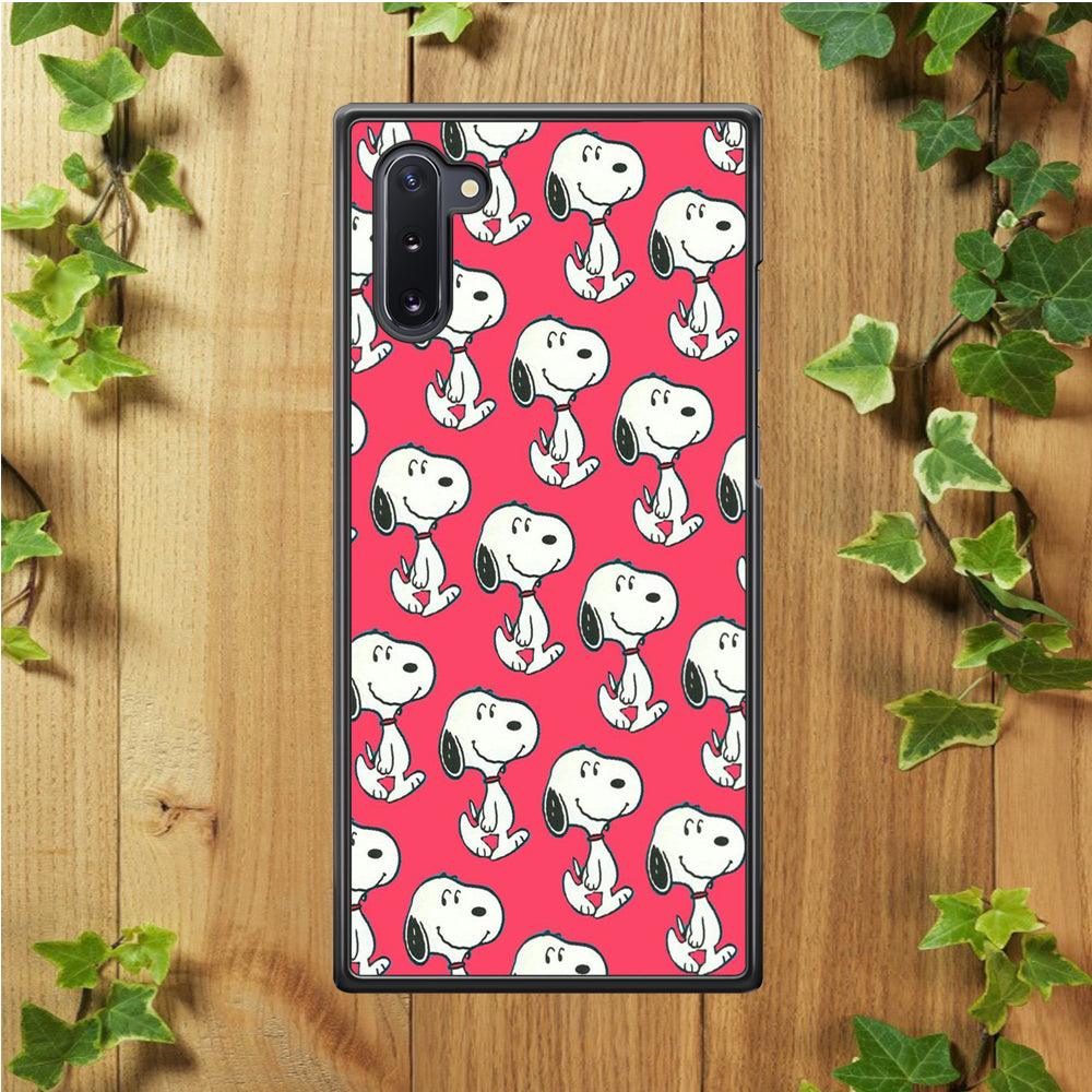 Snoopy Pattern Red Samsung Galaxy Note 10 Case-Rubber / White (2D Case)-Xtracase