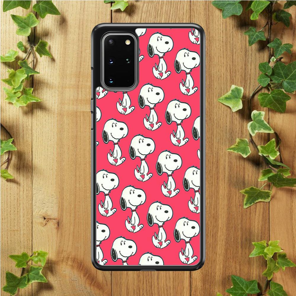 Snoopy Pattern Red Samsung Galaxy S20 Plus Case-Rubber / Black (2D Case)-Xtracase
