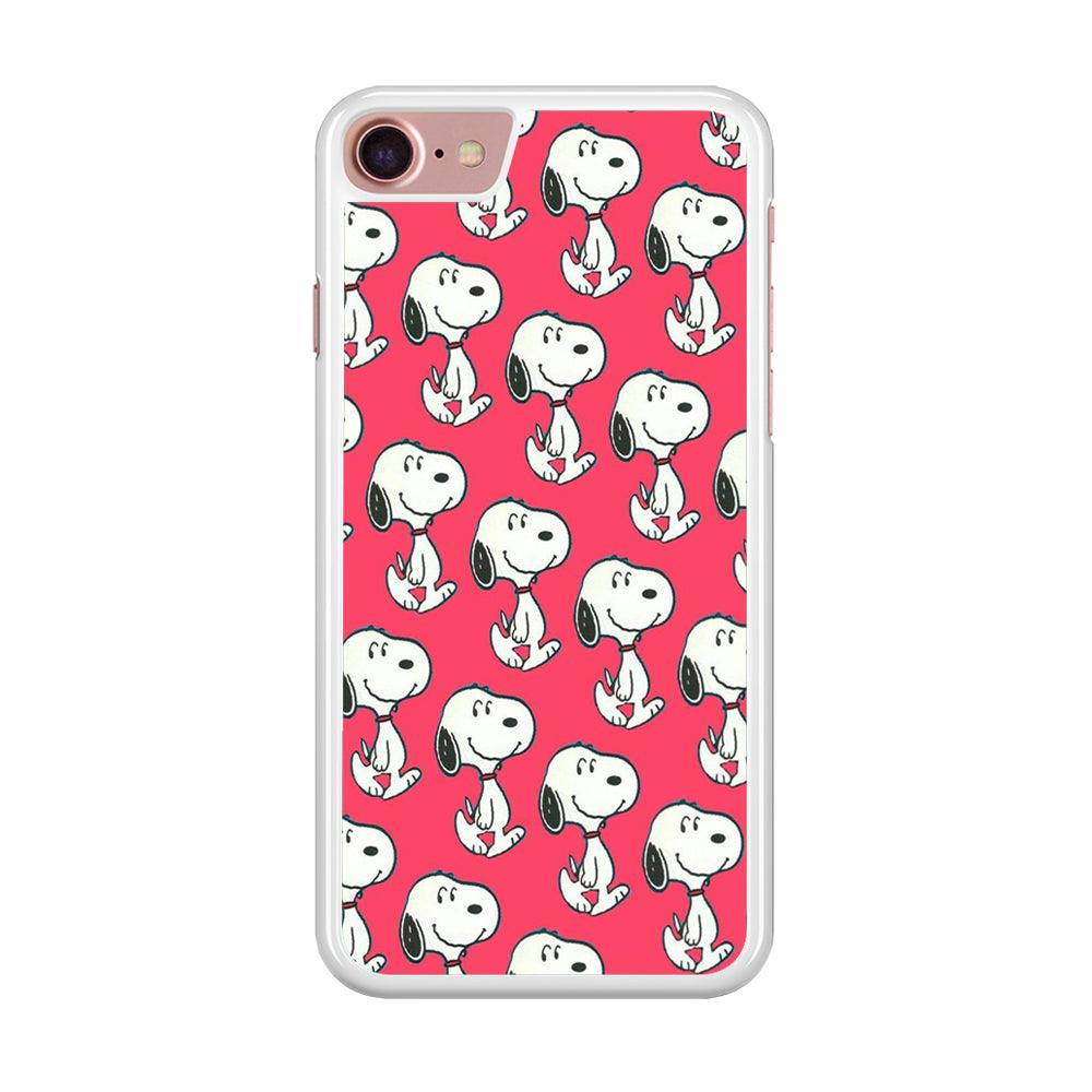 Snoopy Pattern Red iPhone 8 Case-Rubber / White (2D Case)-Xtracase