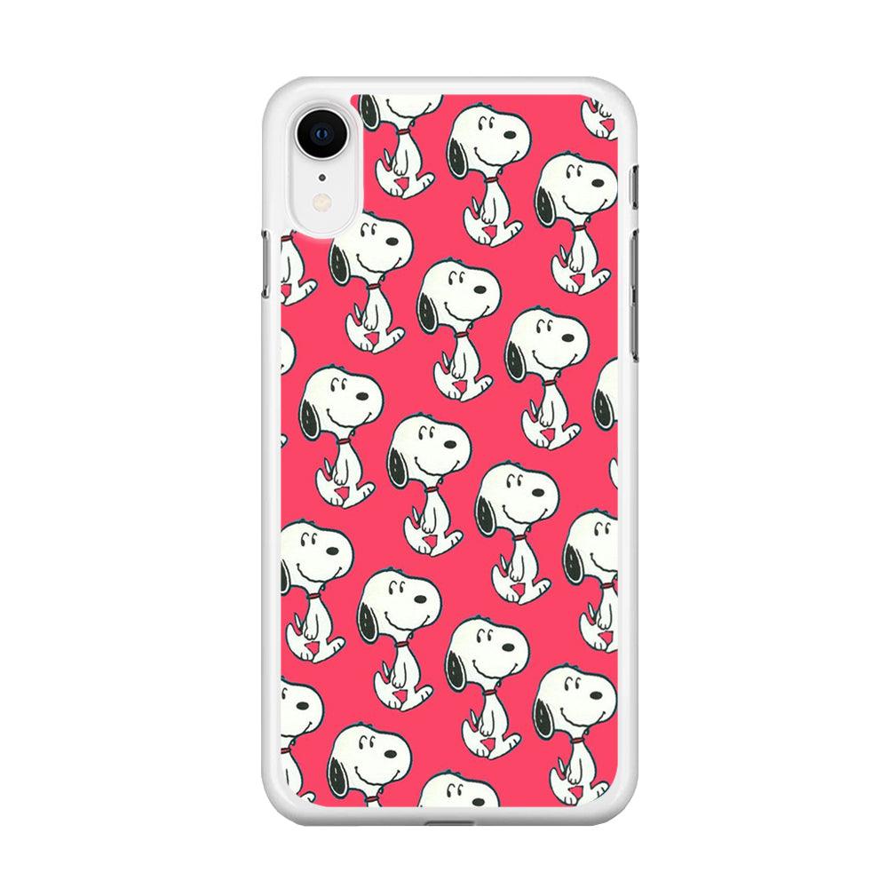 Snoopy Pattern Red iPhone XR Case-Rubber / White (2D Case)-Xtracase