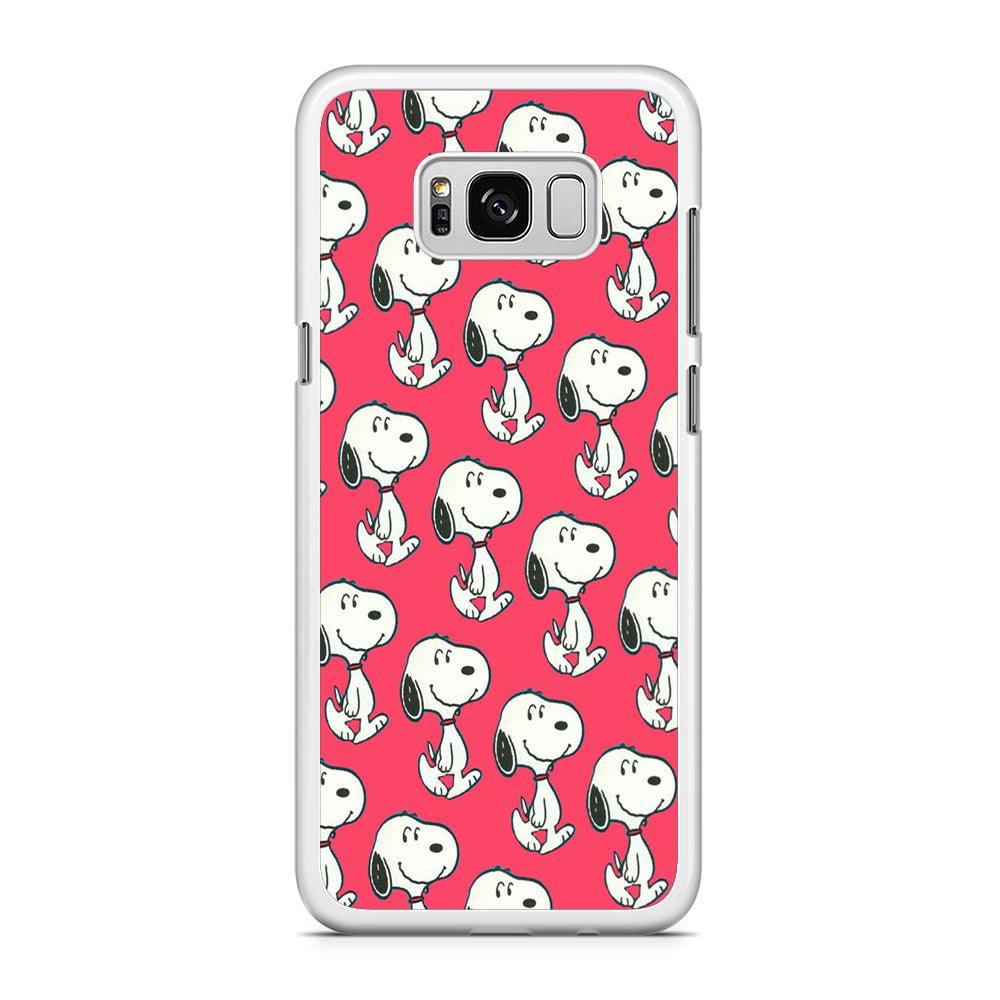 Snoopy Pattern Red Samsung Galaxy S8 Case-Rubber / White (2D Case)-Xtracase
