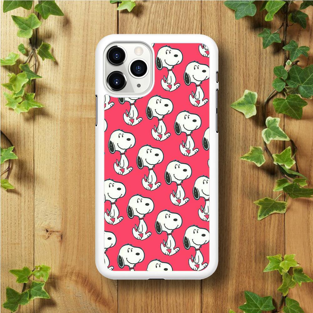 Snoopy Pattern Red iPhone 11 Pro Max Case-Rubber / White (2D Case)-Xtracase