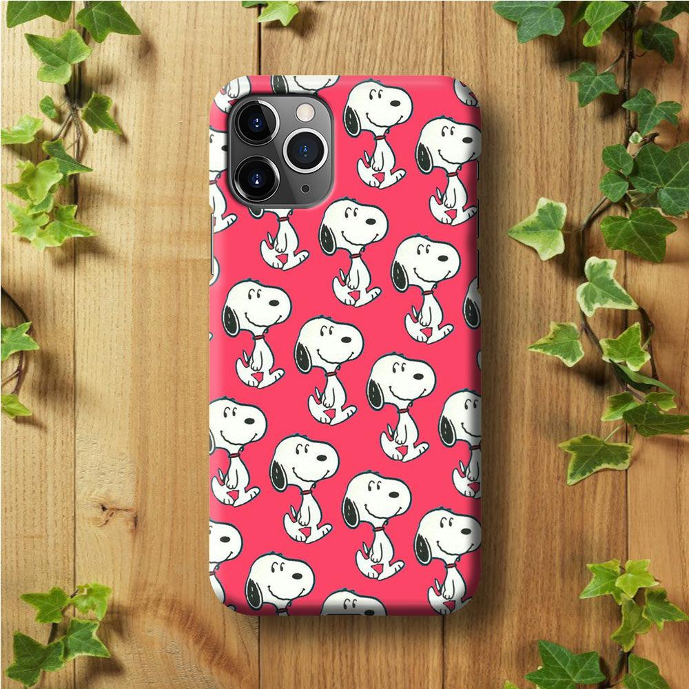 Snoopy Pattern Red iPhone 11 Pro Case-Plastic / Full Wrap (3D Case)-Xtracase