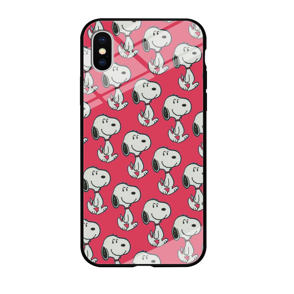 Snoopy Pattern Red iPhone X Case-Tempered Glass Case-Xtracase