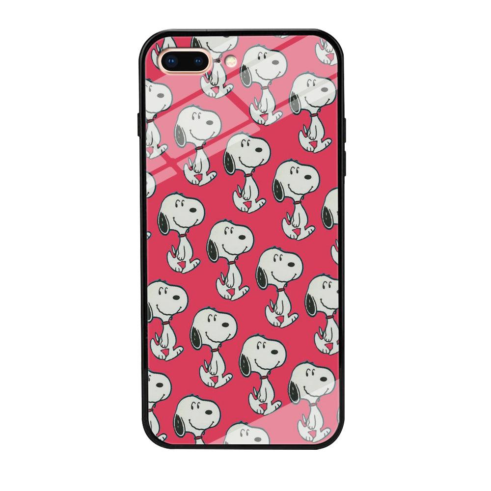 Snoopy Pattern Red iPhone 7 Plus Case-Tempered Glass Case-Xtracase