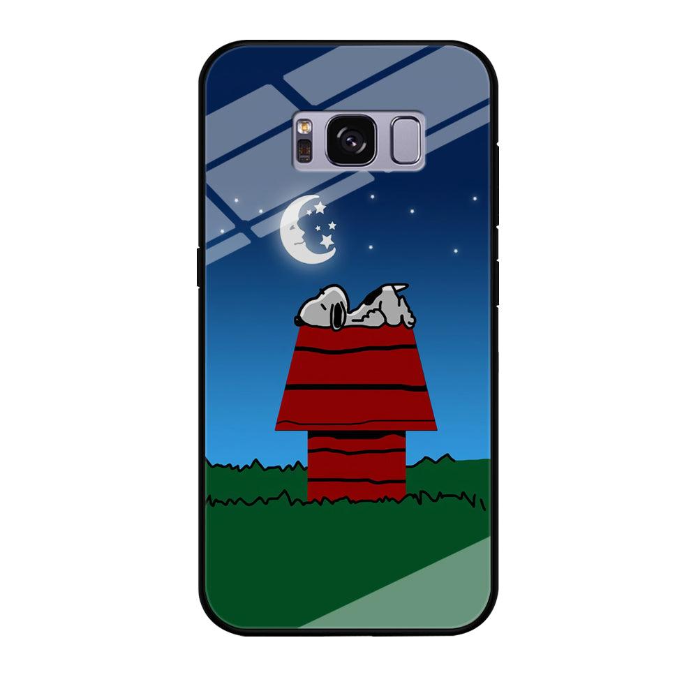 Snoopy Sleeps at Night Samsung Galaxy S8 Case-Tempered Glass Case-Xtracase