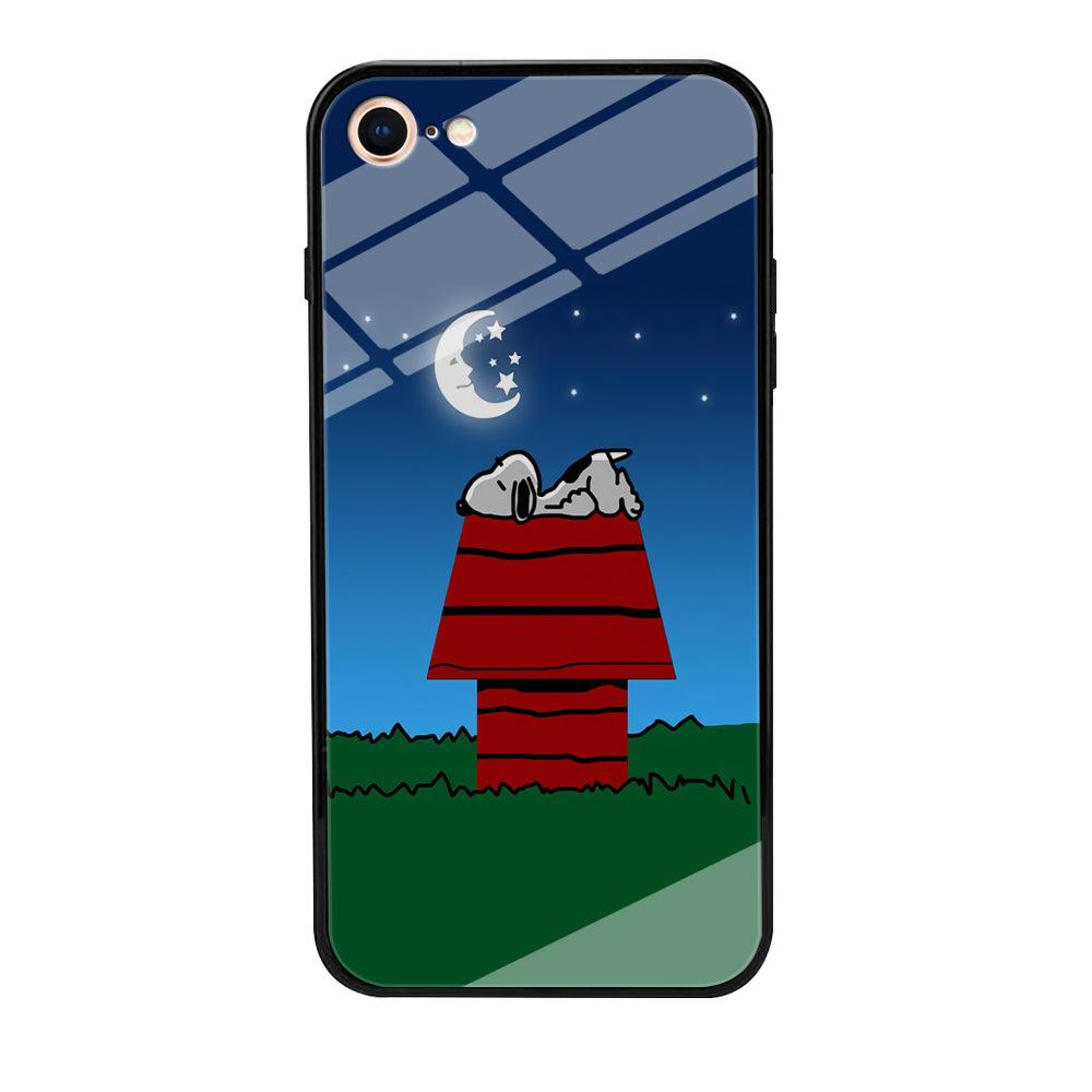 Snoopy Sleeps at Night iPhone 8 Case-Tempered Glass Case-Xtracase