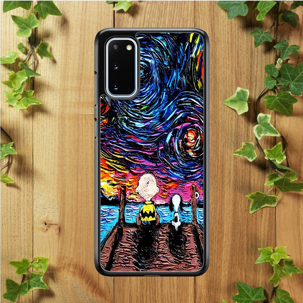 Snoopy Van Gogh's Starry Night Samsung Galaxy S20 Case-Rubber / White (2D Case)-Xtracase