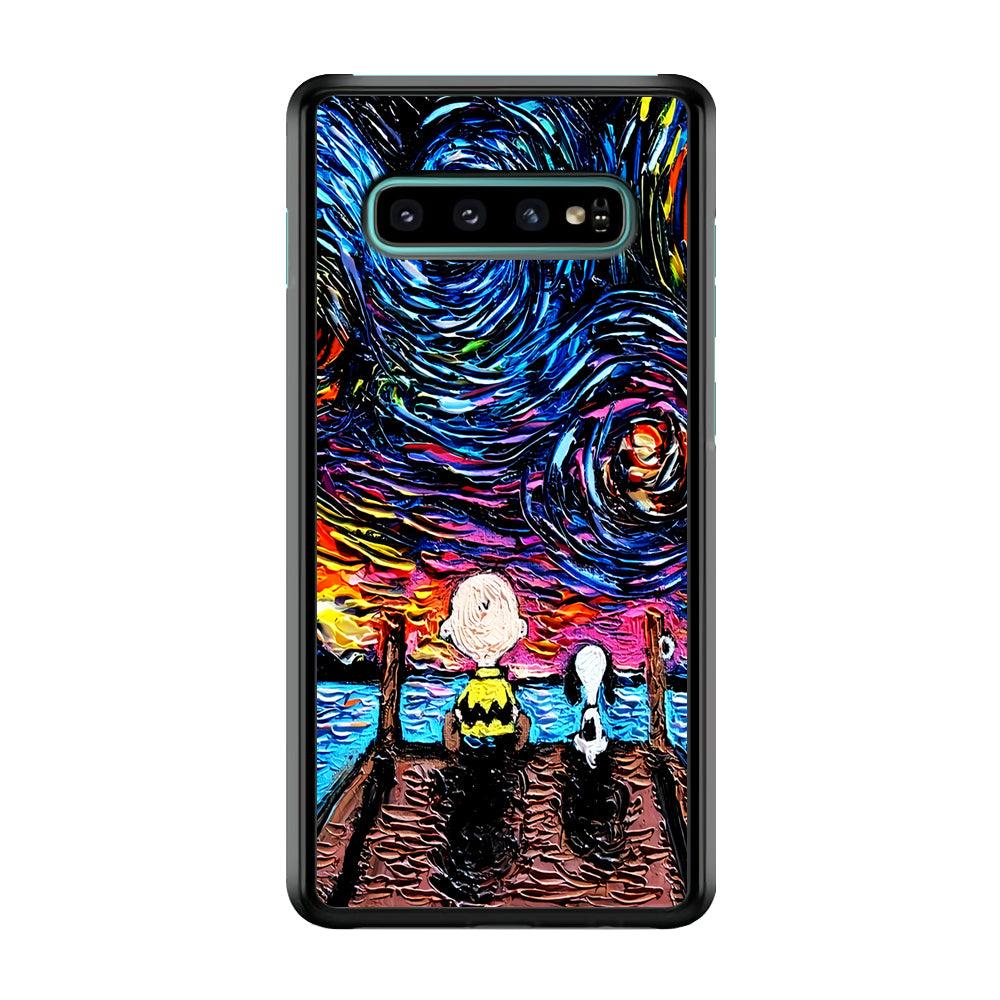 Snoopy Van Gogh's Starry Night Samsung Galaxy S10 Case-Plastic / Full Wrap (3D Case)-Xtracase