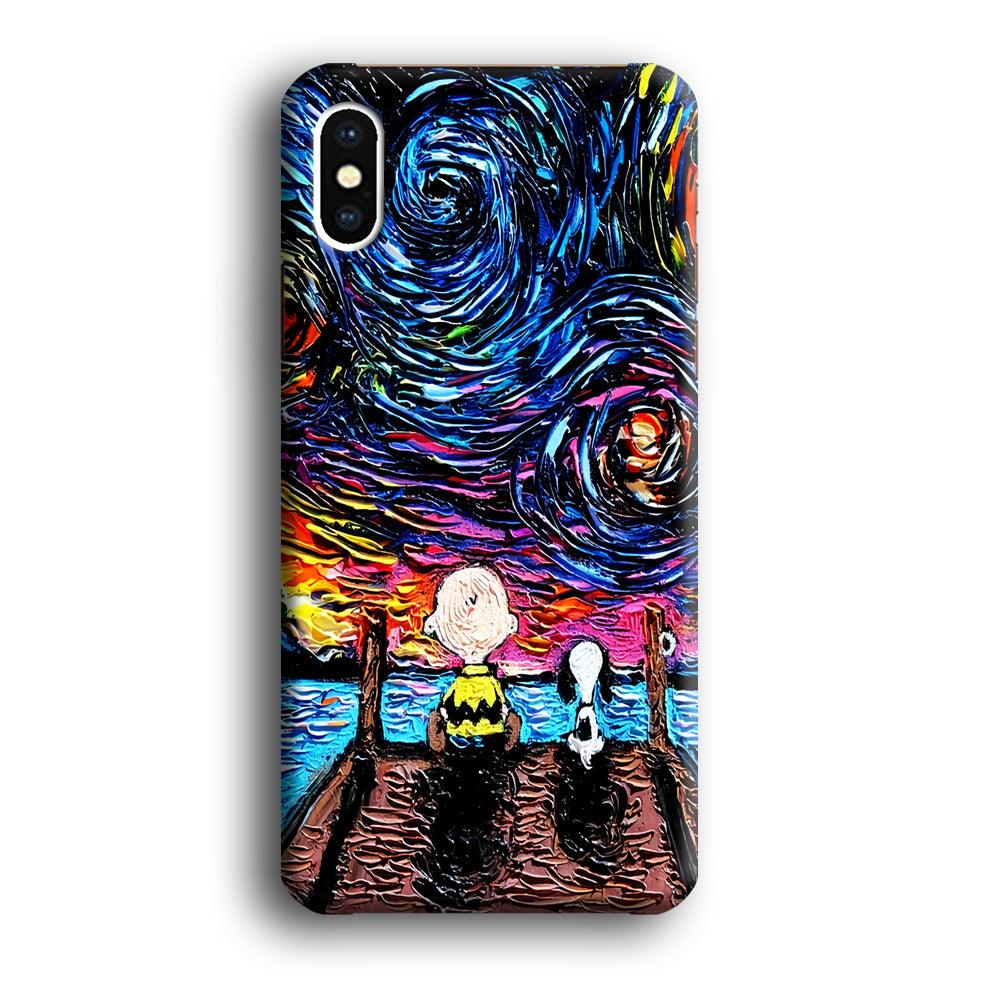 Snoopy Van Gogh's Starry Night iPhone X Case-Plastic / Full Wrap (3D Case)-Xtracase