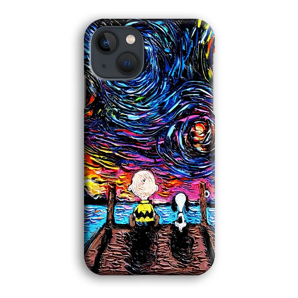 Snoopy Van Gogh's Starry Night iPhone 13 Case-Plastic / Full Wrap (3D Case)-Xtracase