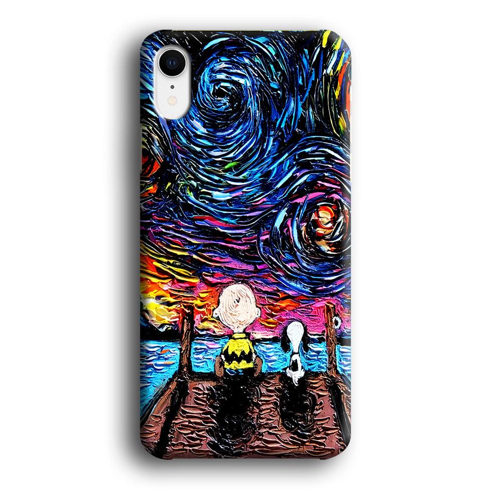 Snoopy Van Gogh's Starry Night iPhone XR Case-Plastic / Full Wrap (3D Case)-Xtracase
