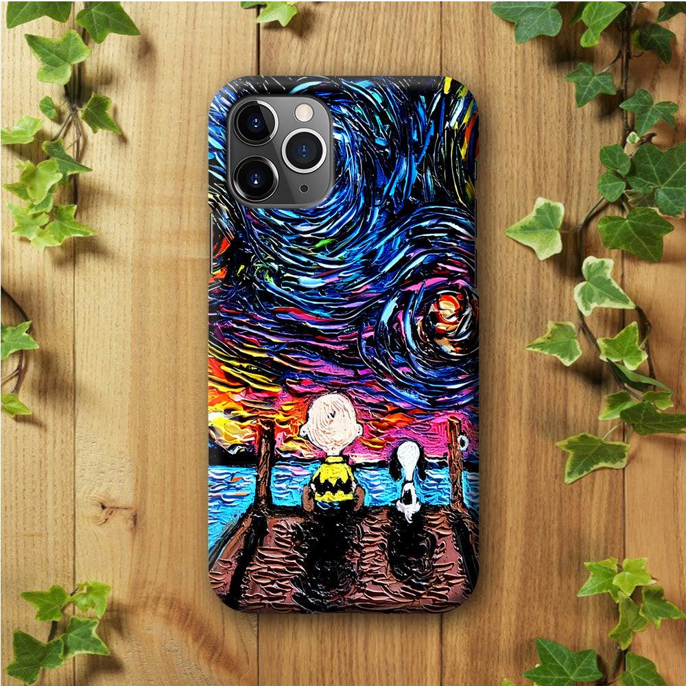 Snoopy Van Gogh's Starry Night iPhone 11 Pro Max Case-Plastic / Full Wrap (3D Case)-Xtracase