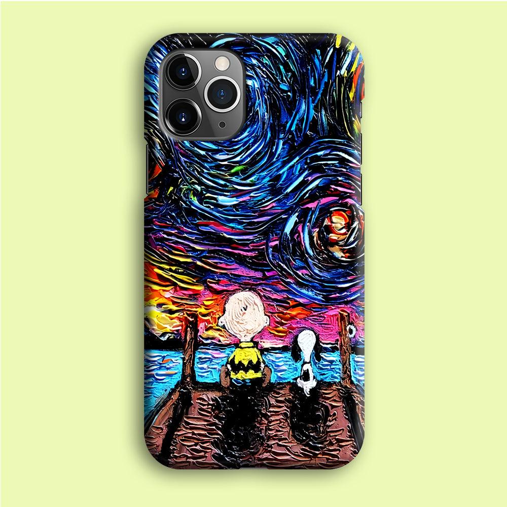 Snoopy Van Gogh's Starry Night iPhone 12 Pro Case-Plastic / Full Wrap (3D Case)-Xtracase