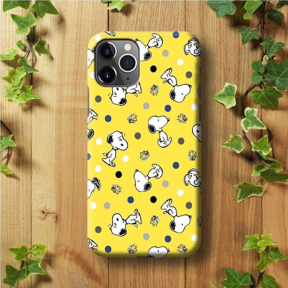Snoopy and Woodstock Yellow Polka iPhone 11 Pro Case-Plastic / Full Wrap (3D Case)-Xtracase