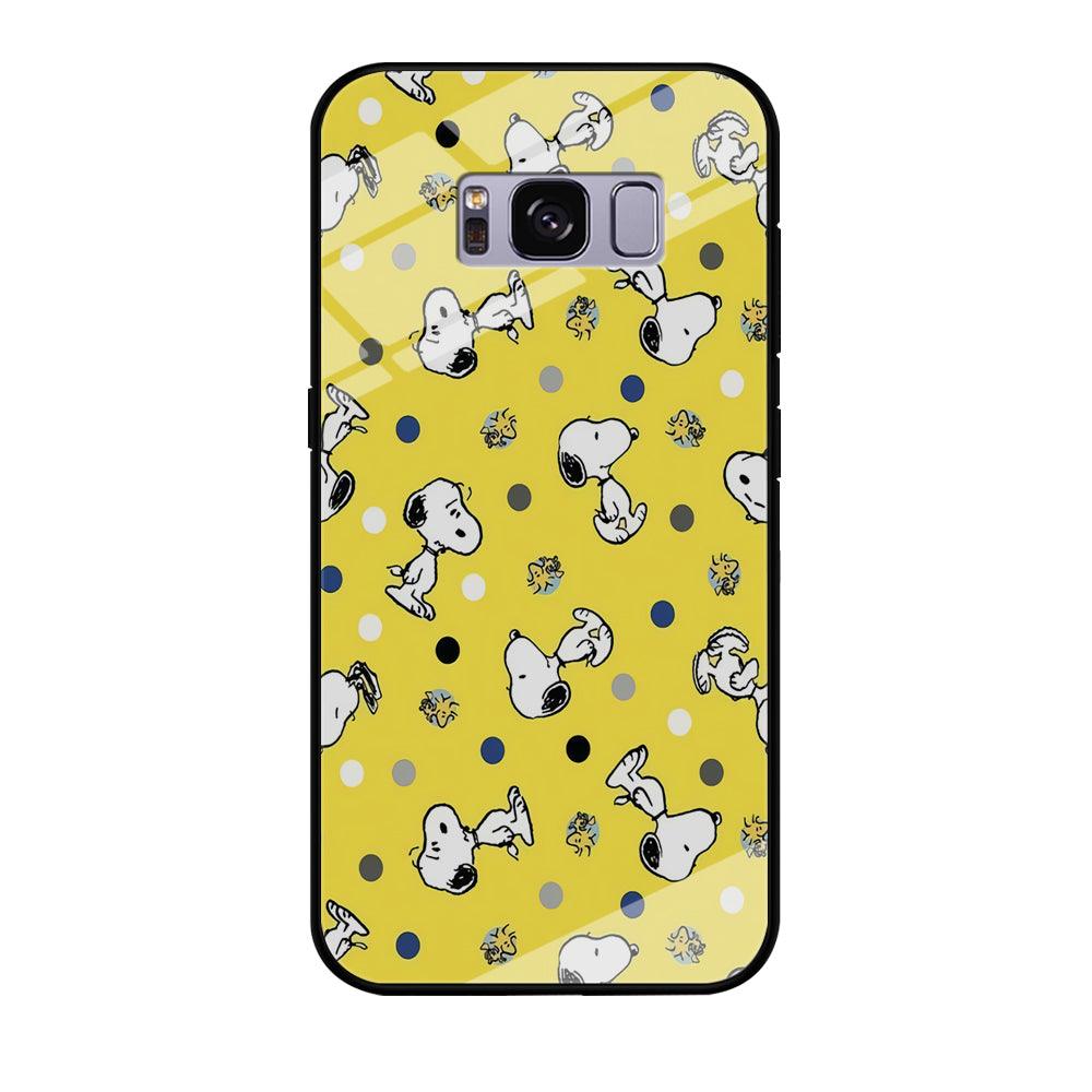 Snoopy and Woodstock Yellow Polka Samsung Galaxy S8 Case-Tempered Glass Case-Xtracase
