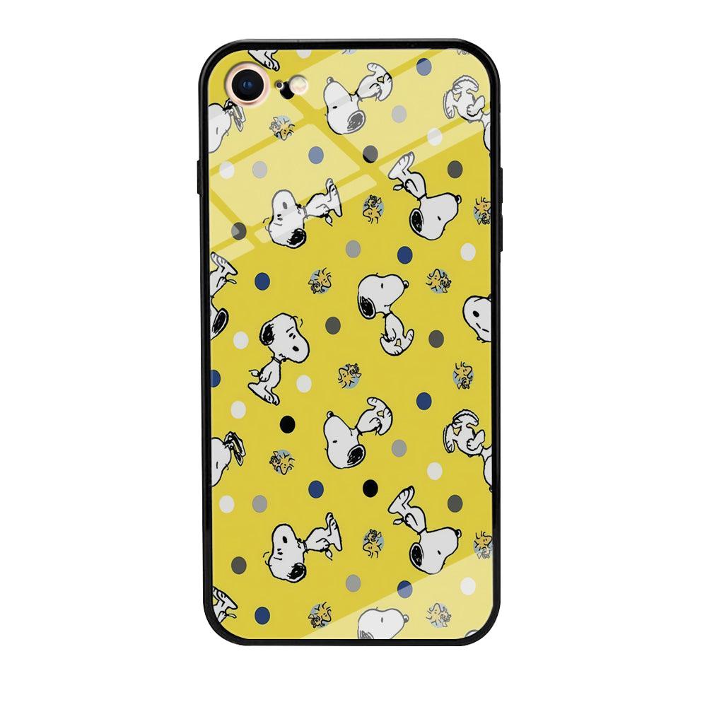 Snoopy and Woodstock Yellow Polka iPhone 8 Case-Tempered Glass Case-Xtracase