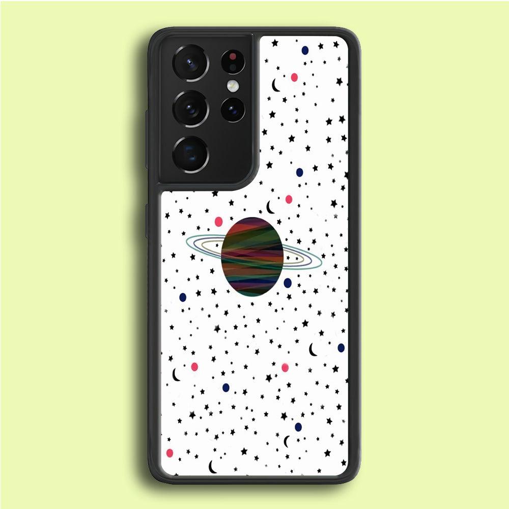 Space Pattern 001 Samsung Galaxy S25 Ultra Case-Rubber / White (2D Case)-Xtracase