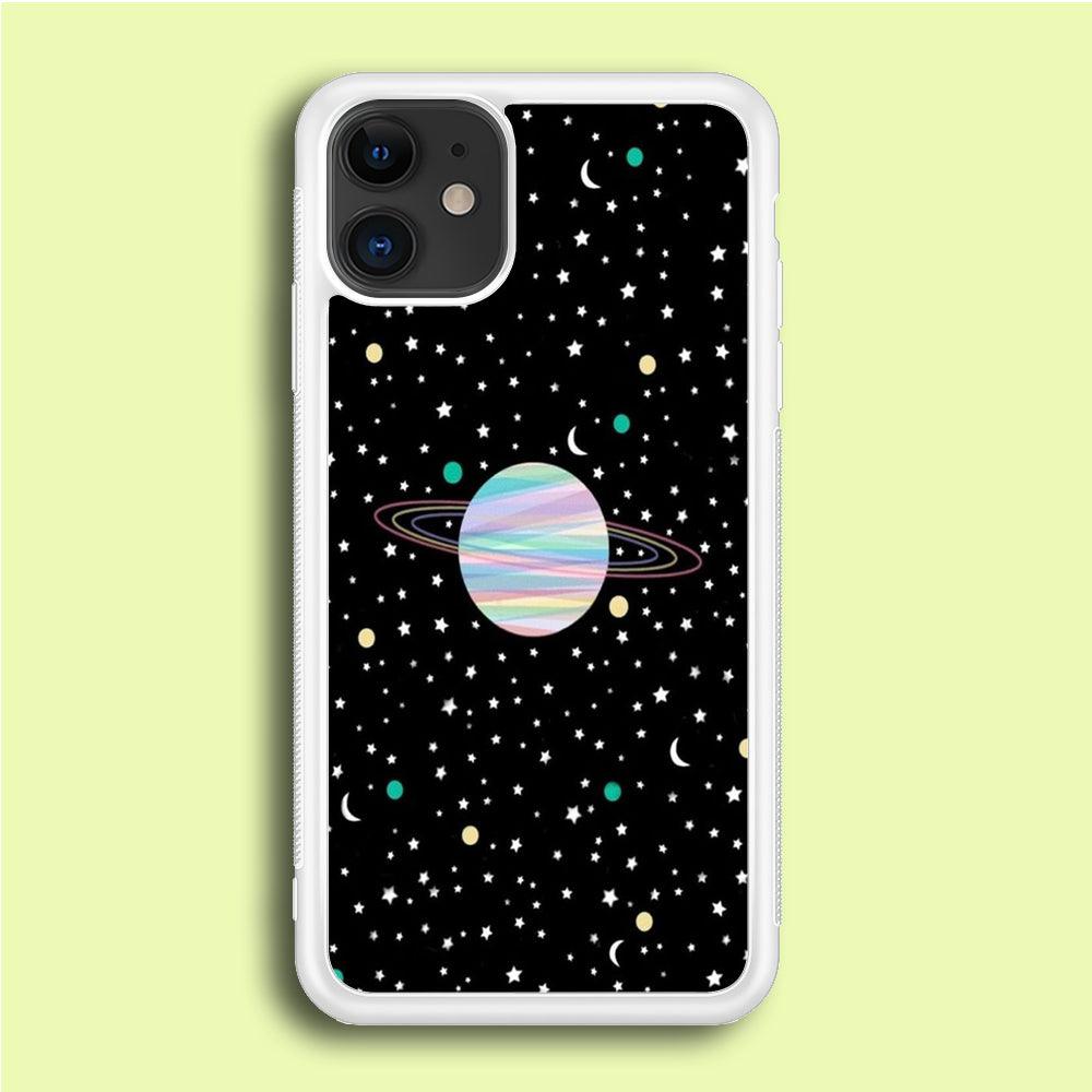 Space Pattern 002 iPhone 12 Case-Rubber / White (2D Case)-Xtracase