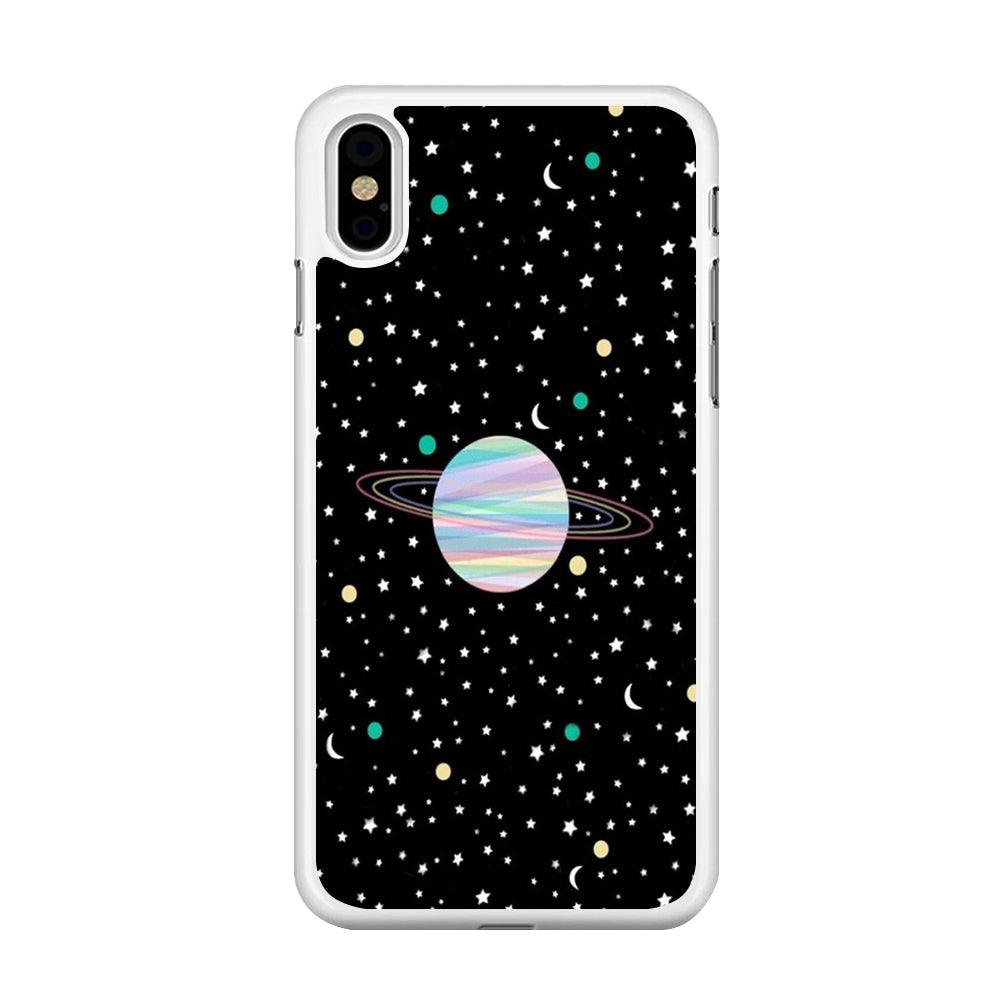 Space Pattern 002 iPhone X Case-Rubber / White (2D Case)-Xtracase