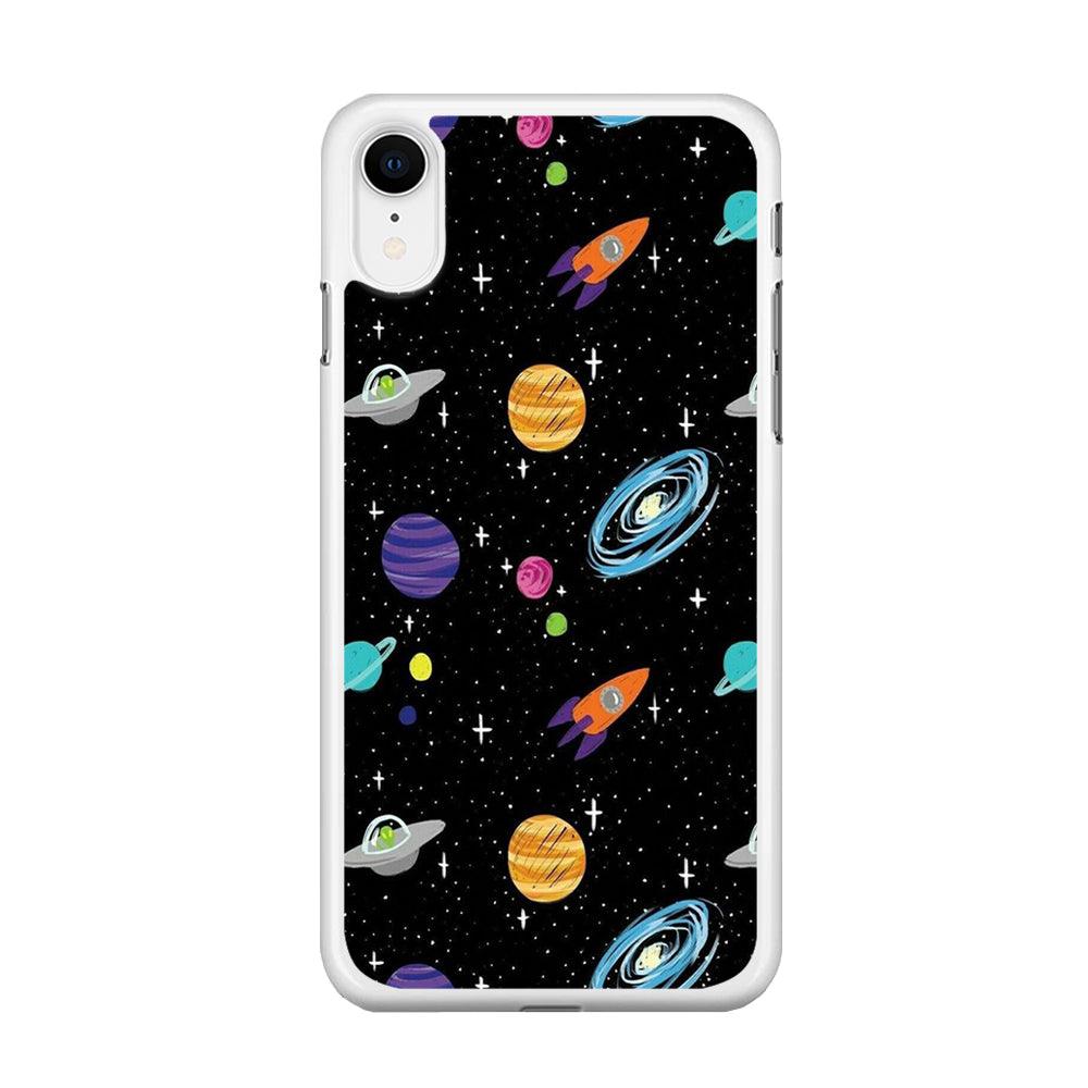 Space Pattern 003 iPhone XR Case-Rubber / White (2D Case)-Xtracase
