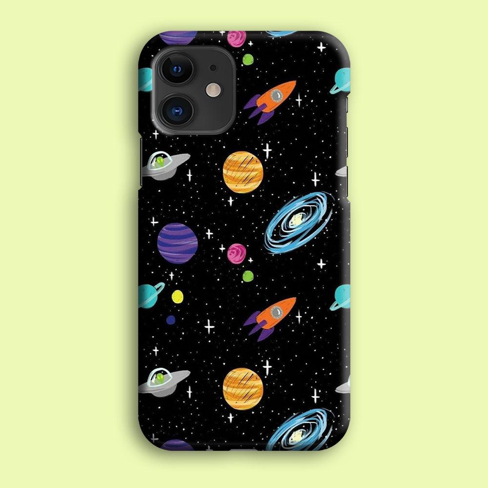 Space Pattern 003 iPhone 12 Mini Case-Plastic / Full Wrap (3D Case)-Xtracase
