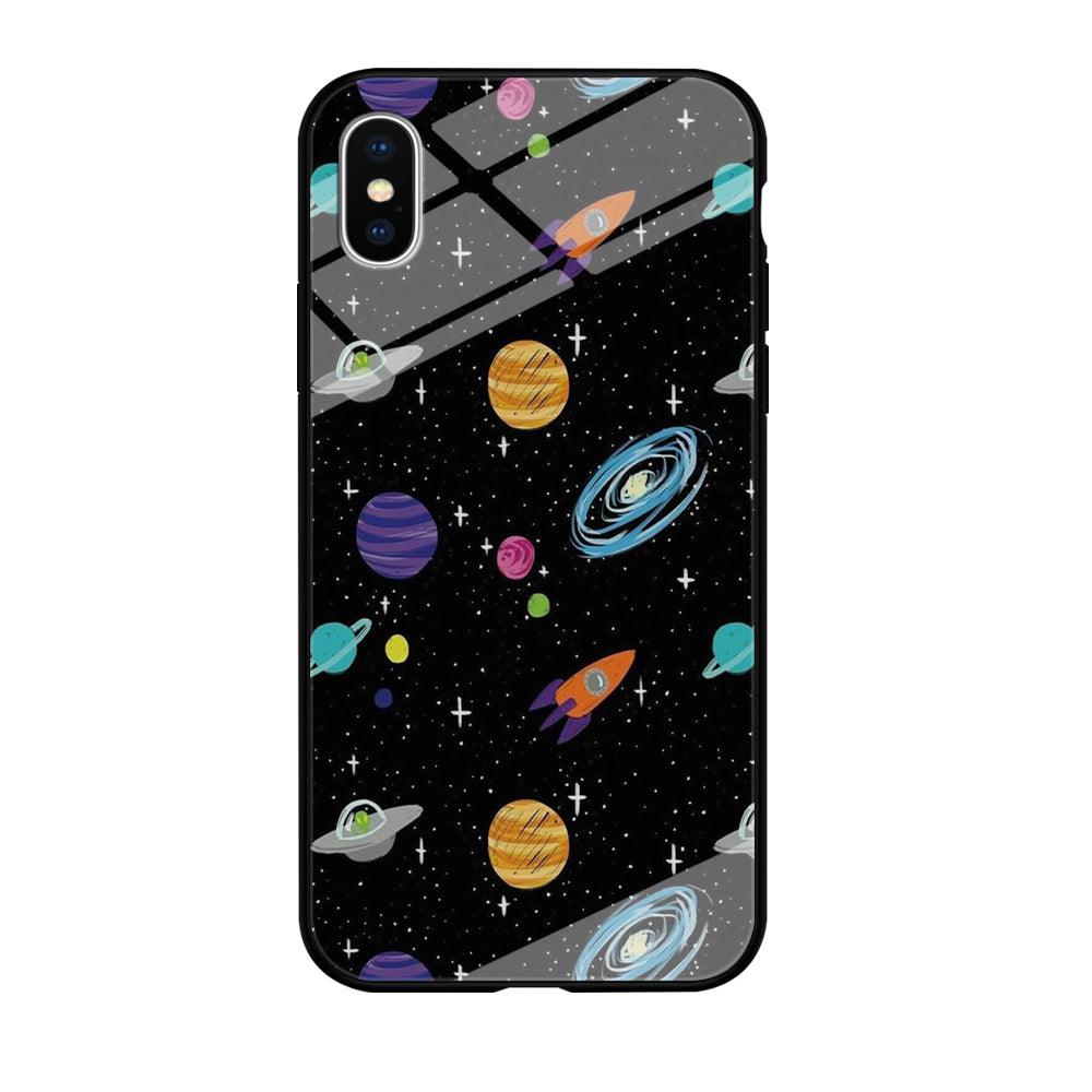 Space Pattern 003 iPhone Xs Case-Tempered Glass Case-Xtracase