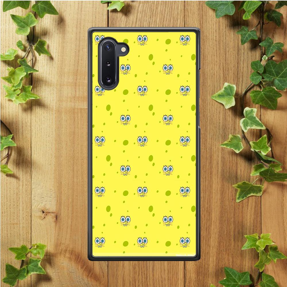 Spongebob's Face Pattern Samsung Galaxy Note 10 Case-Rubber / White (2D Case)-Xtracase
