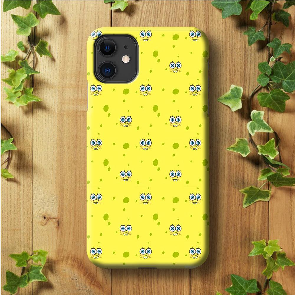 Spongebob's Face Pattern iPhone 11 Case-Plastic / Full Wrap (3D Case)-Xtracase