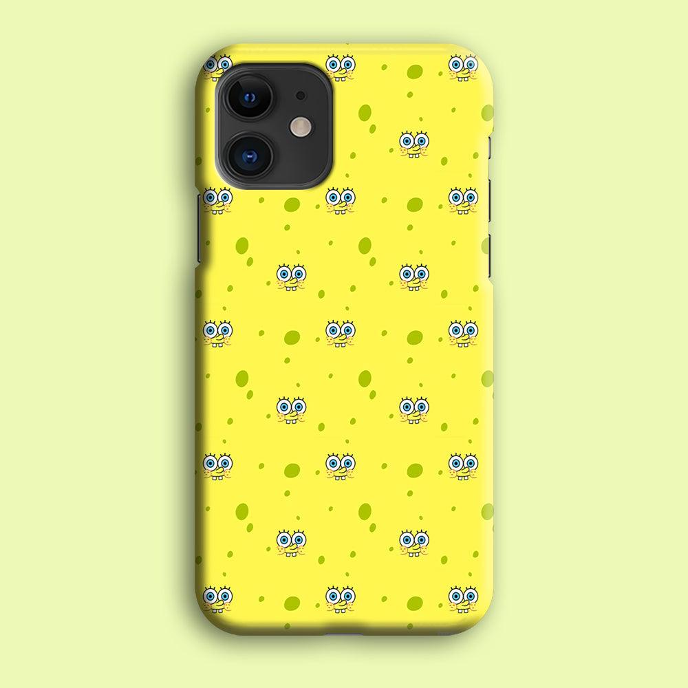 Spongebob's Face Pattern iPhone 12 Mini Case-Plastic / Full Wrap (3D Case)-Xtracase