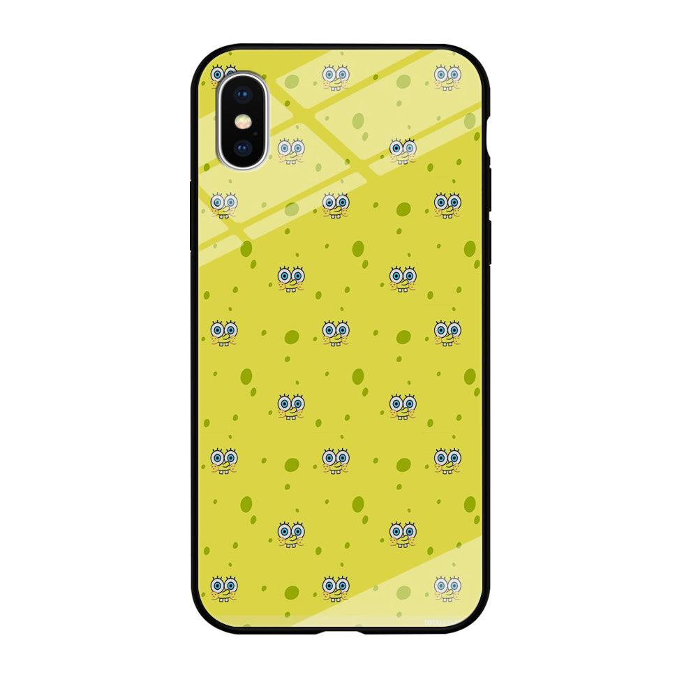 Spongebob's Face Pattern iPhone X Case-Tempered Glass Case-Xtracase