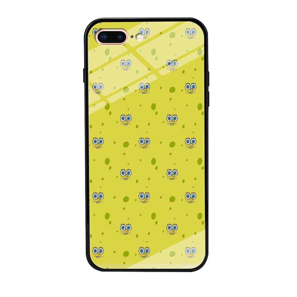 Spongebob's Face Pattern iPhone 8 Plus Case-Tempered Glass Case-Xtracase
