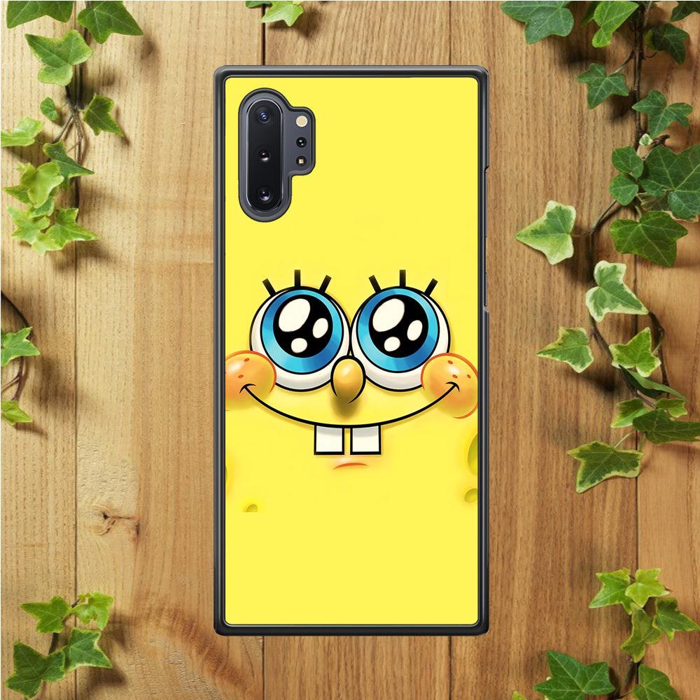 Spongebob's smiling face Samsung Galaxy Note 10 Plus Case-Rubber / White (2D Case)-Xtracase