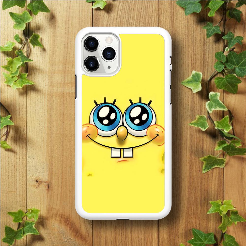Spongebob's smiling face iPhone 11 Pro Max Case-Rubber / White (2D Case)-Xtracase