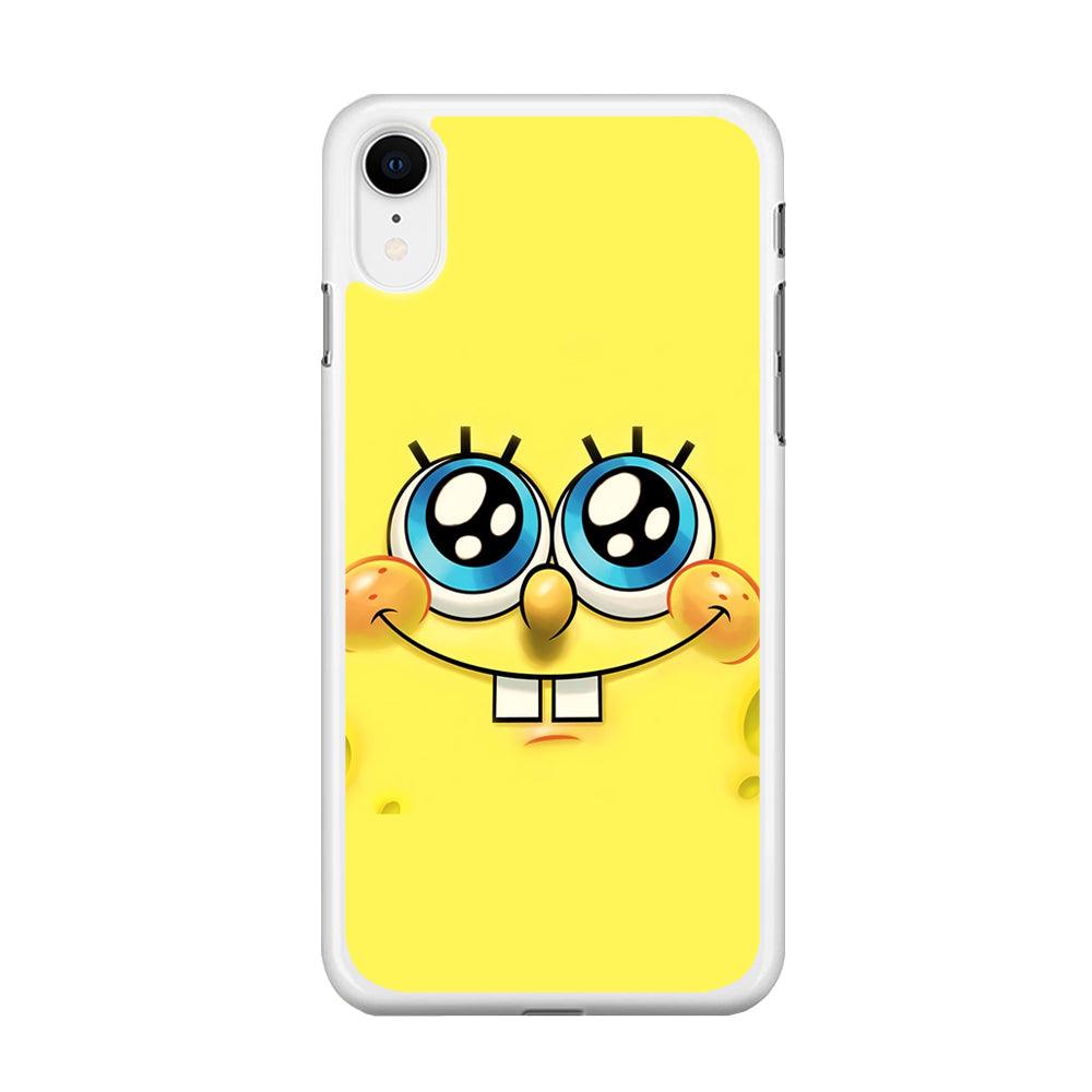 Spongebob's smiling face iPhone XR Case-Rubber / White (2D Case)-Xtracase