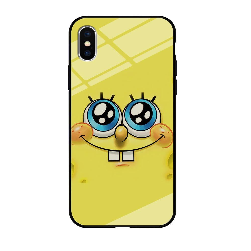 Spongebob's smiling face iPhone Xs Case-Tempered Glass Case-Xtracase