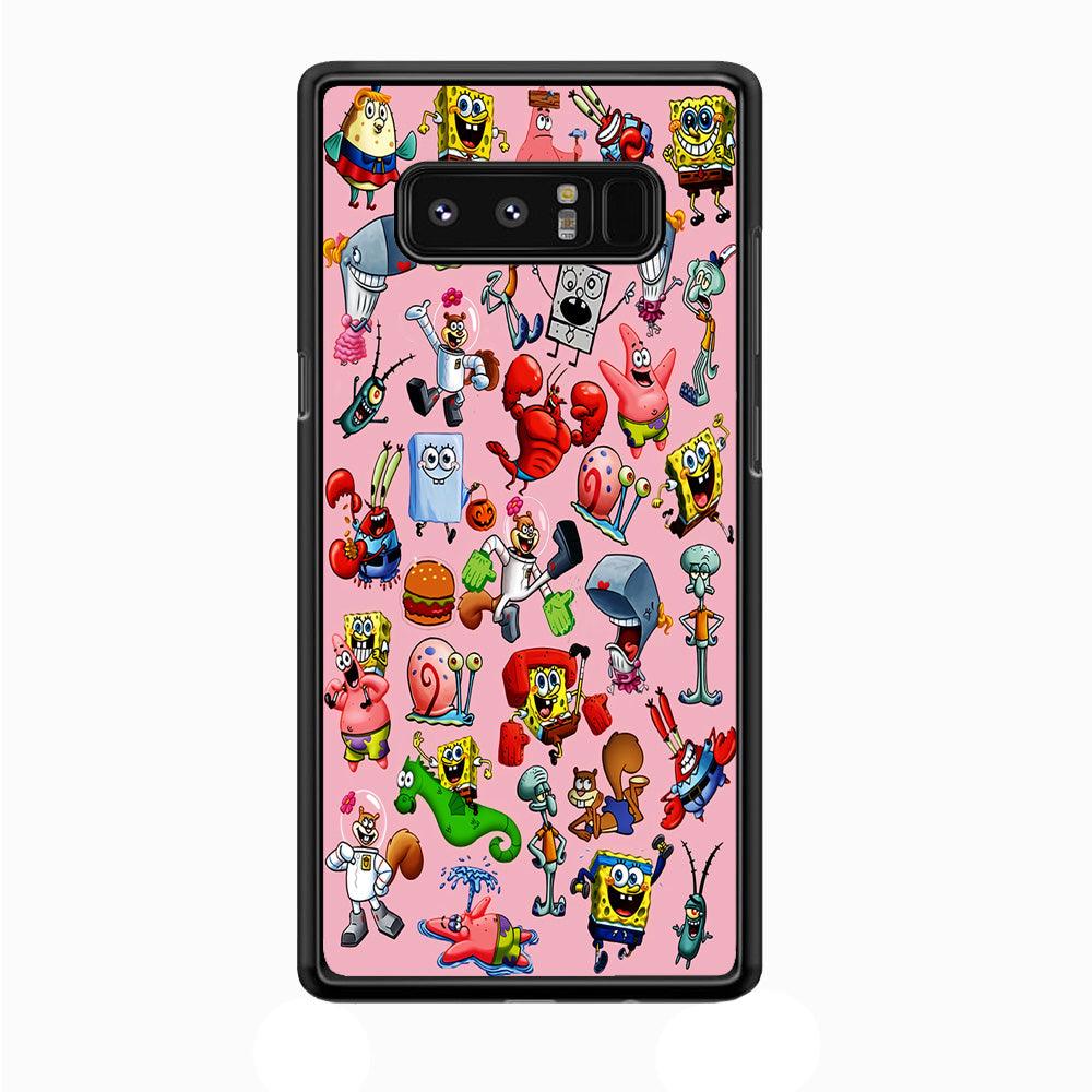 Spongebob and Friend Sticker Samsung Galaxy Note 8 Case-Rubber / White (2D Case)-Xtracase