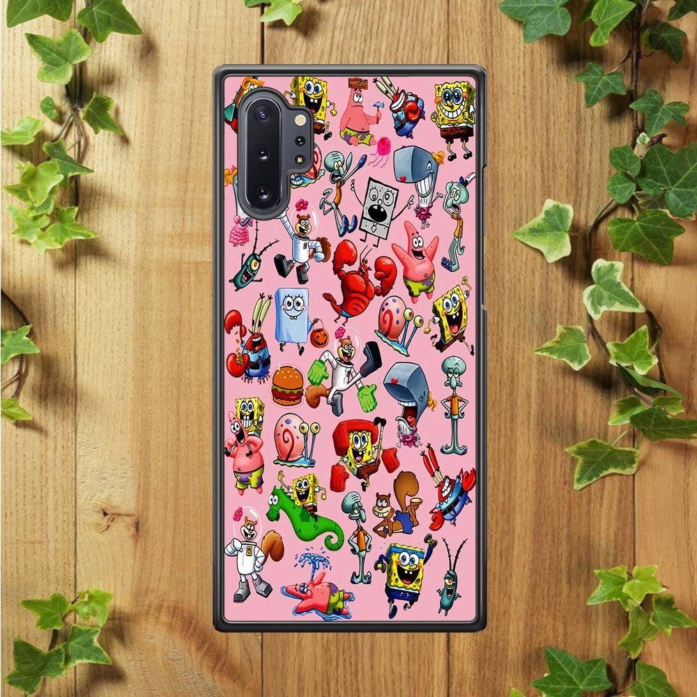 Spongebob and Friend Sticker Samsung Galaxy Note 10 Plus Case-Plastic / Full Wrap (3D Case)-Xtracase