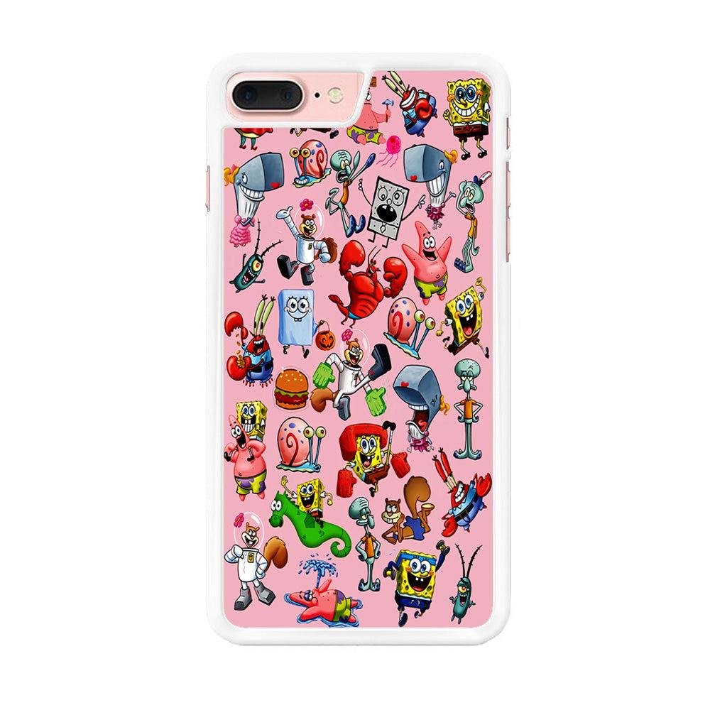Spongebob and Friend Sticker iPhone 7 Plus Case-Rubber / White (2D Case)-Xtracase