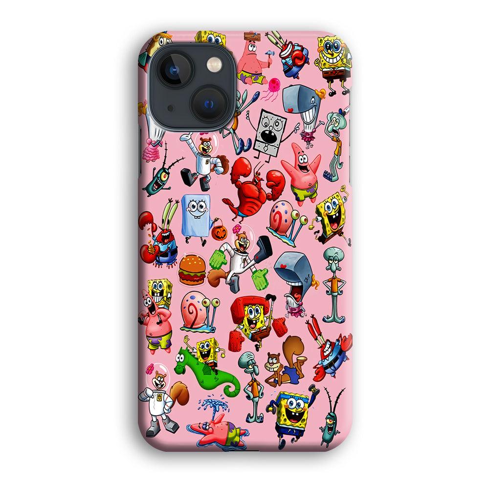 Spongebob and Friend Sticker iPhone 13 Case-Plastic / Full Wrap (3D Case)-Xtracase