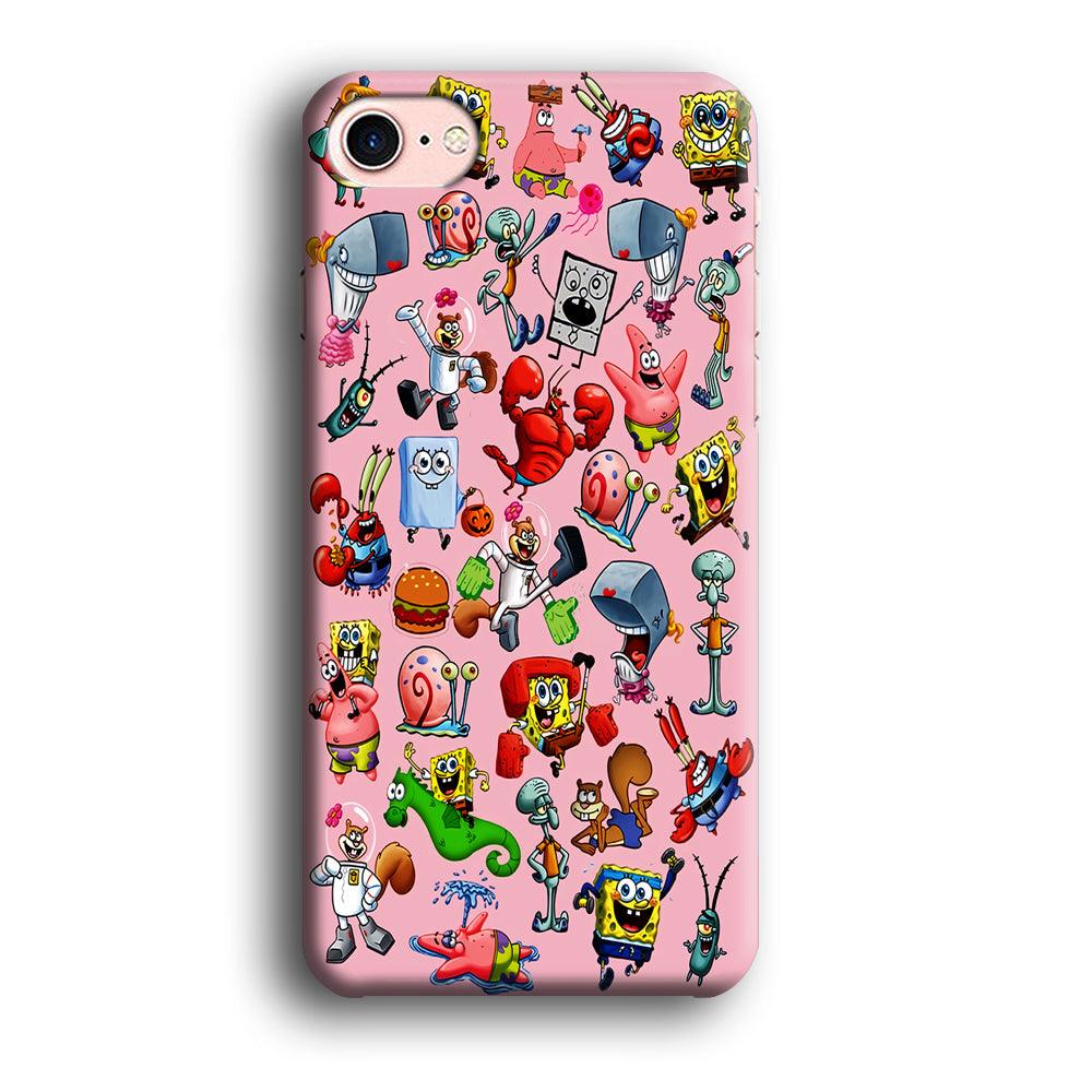 Spongebob and Friend Sticker iPhone SE 2020 Case-Plastic / Full Wrap (3D Case)-Xtracase