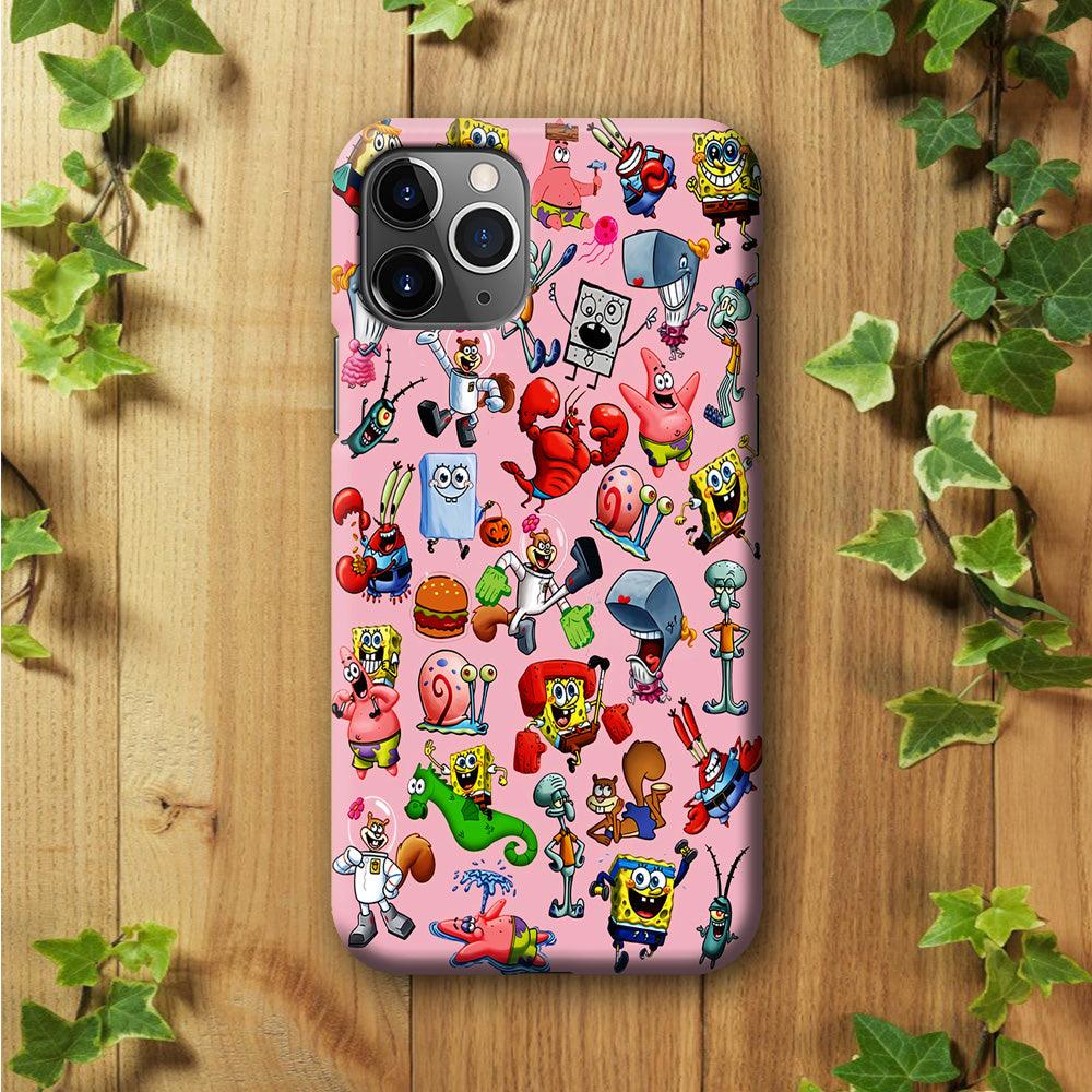 Spongebob and Friend Sticker iPhone 11 Pro Max Case-Plastic / Full Wrap (3D Case)-Xtracase