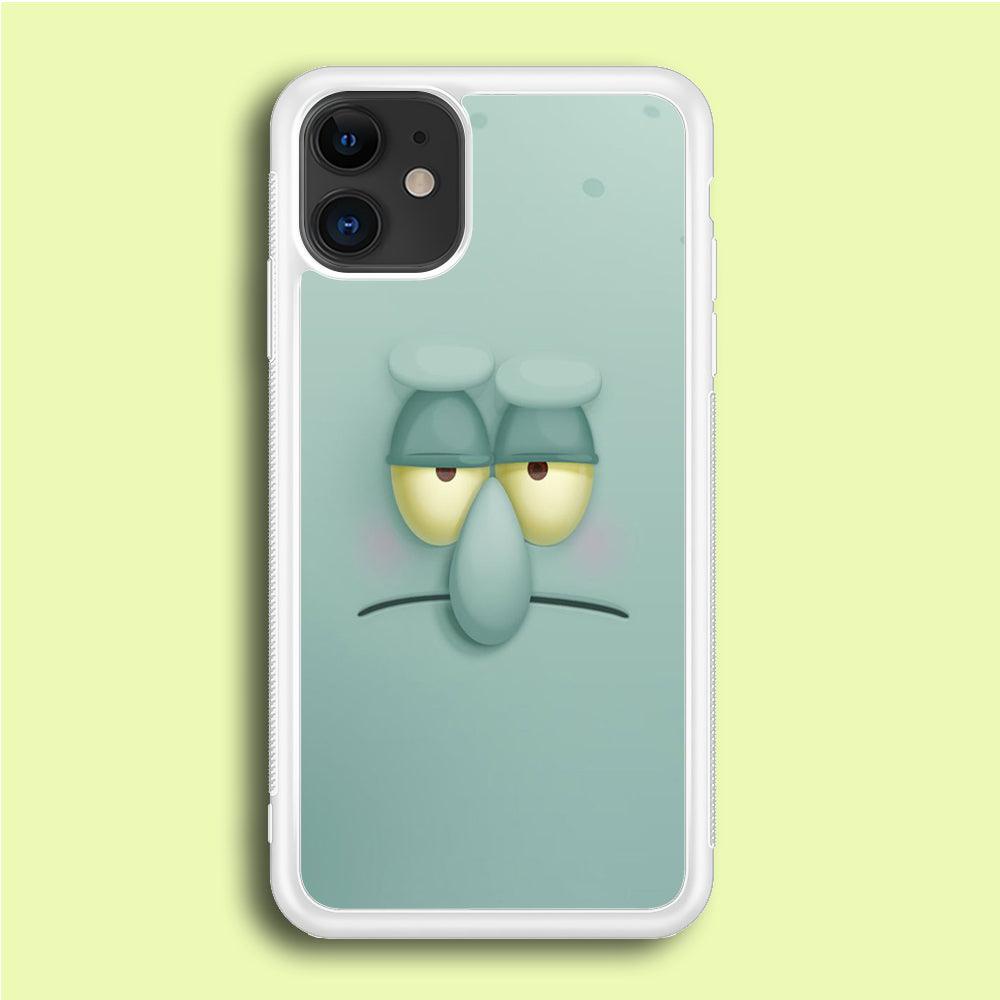 Squidward Tentacles Face iPhone 12 Case-Rubber / White (2D Case)-Xtracase