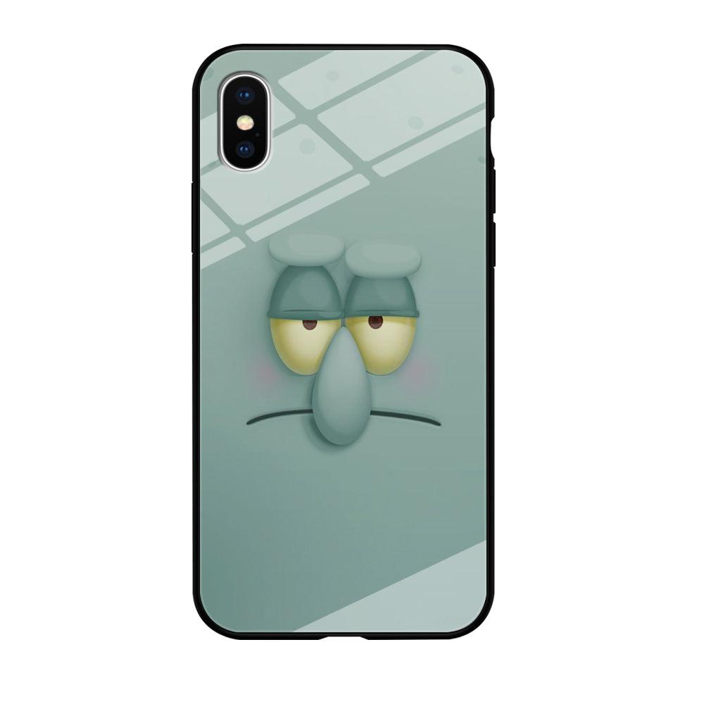 Squidward Tentacles Face iPhone X Case-Tempered Glass Case-Xtracase