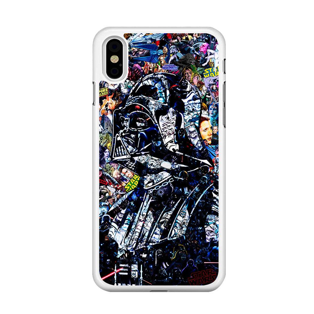 Star Wars Darth Vader Abstract iPhone Xs Case-Rubber / White (2D Case)-Xtracase